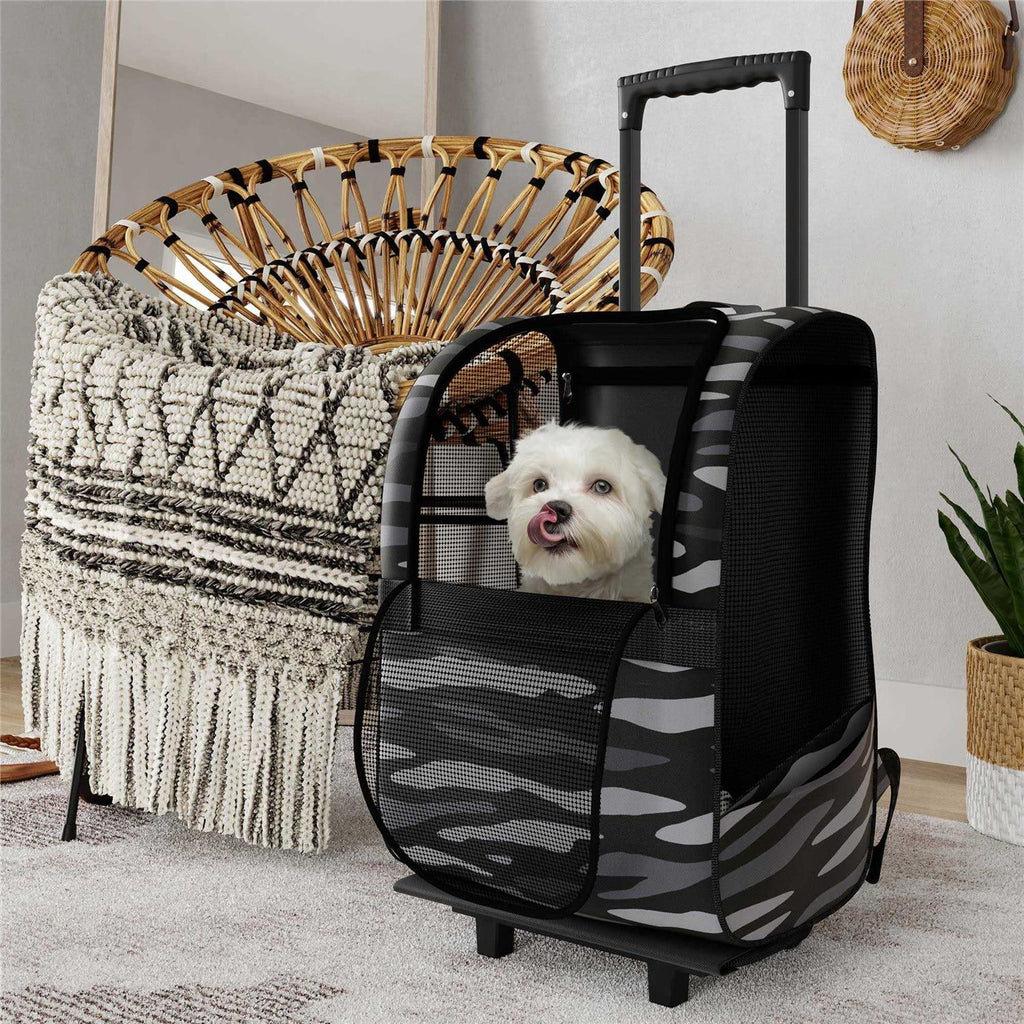 Pet Carrier Trolley with Shock Absorbent Wheels Y84965