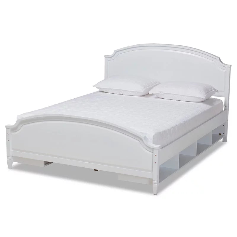 White Wood Queen Size Storage Platform Bed Y315277