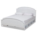 White Wood Queen Size Storage Platform Bed Y315277