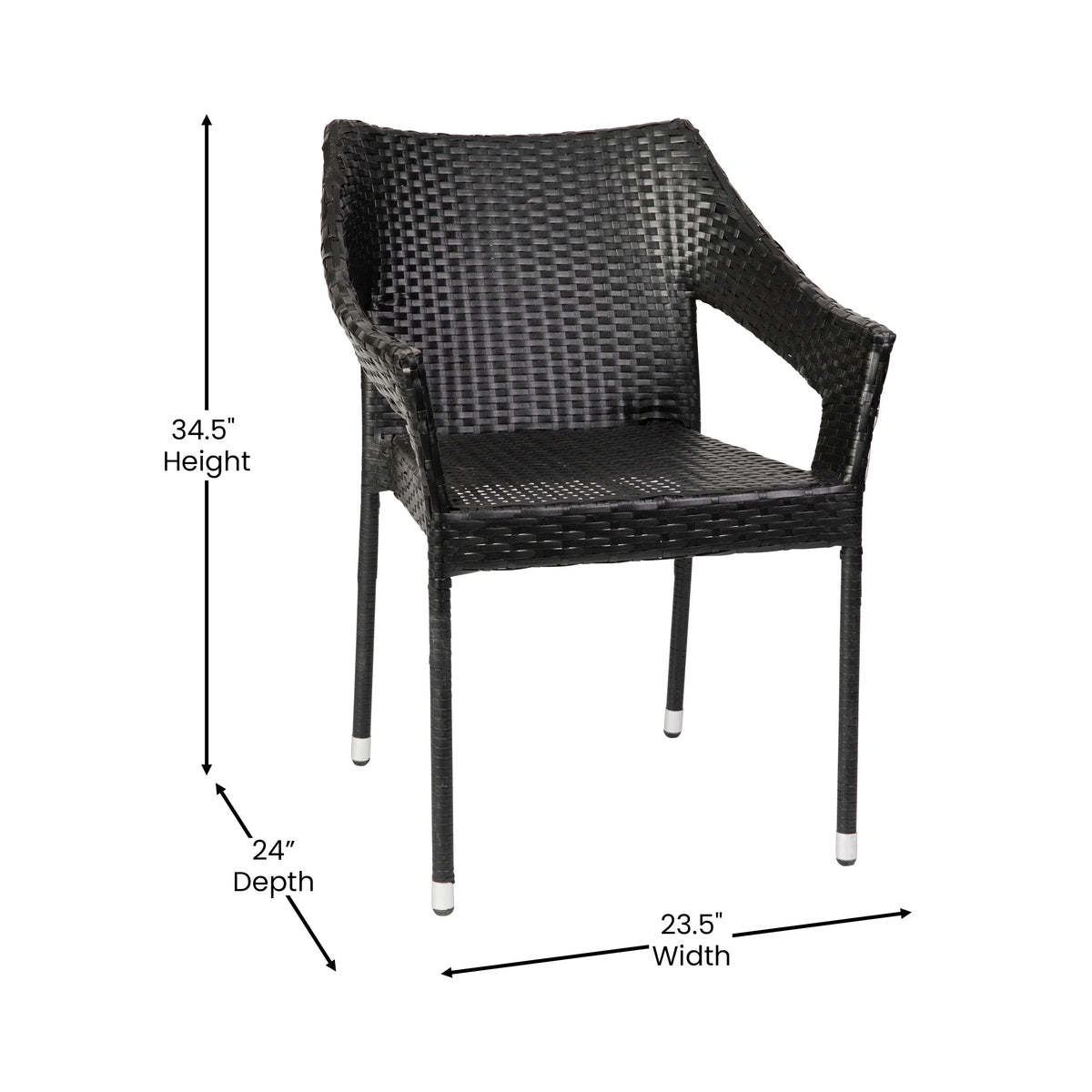 Black PE Rattan Wicker Stacking Patio Chair S517