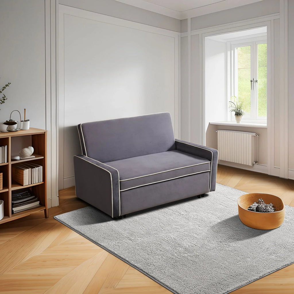 Brown Convertible Sofa Bed with Adjustable Backrest I849