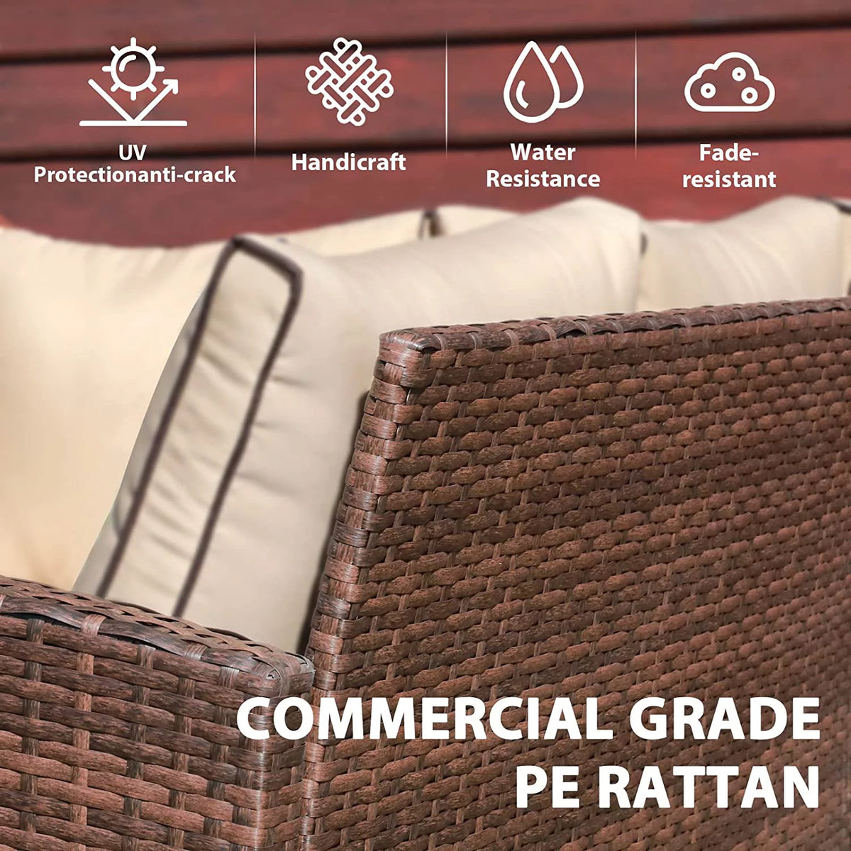 7 Pieces PE Rattan Wicker Patio Sofa Set C9626