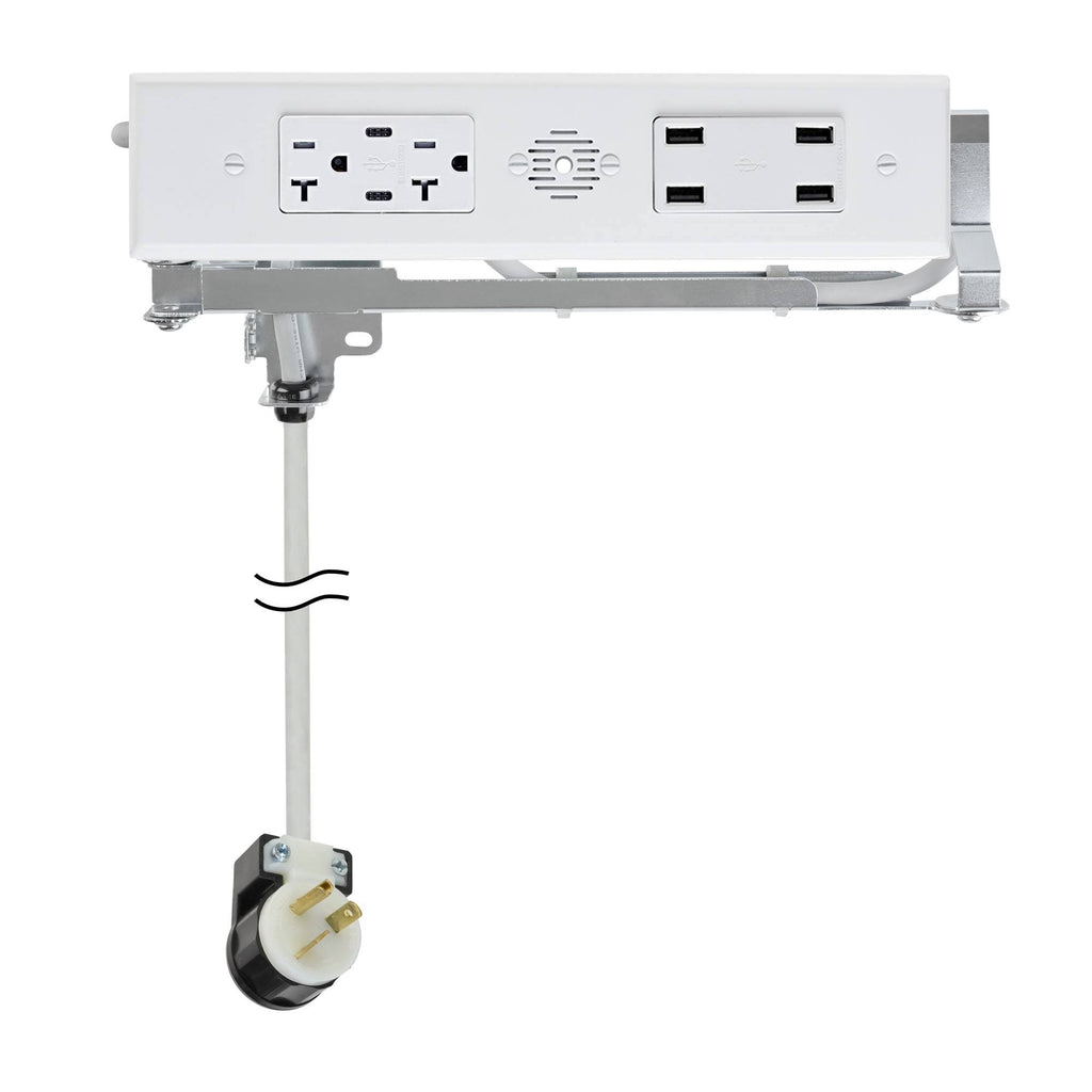 In-Drawer Outlet with 20 Amp AC Outlets USB-C USB-A Ports White Z907