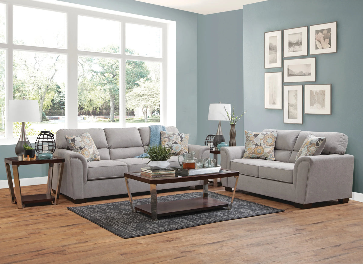 Flared Arm Sofa with Two Pillows O413