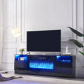 Black 70 inches Wood TV Stand with 36" Electric Fireplace M48157