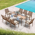 9 Pieces Outdoor Dining Set Metal Table and Chairs with Cushions W7144