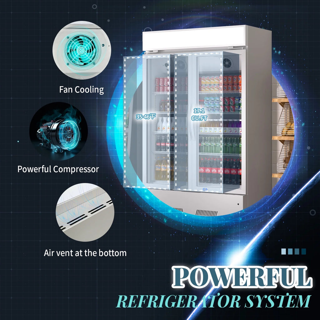 38'' Commercial Beverage Display Refrigerator with 2 Glass Doors P62792