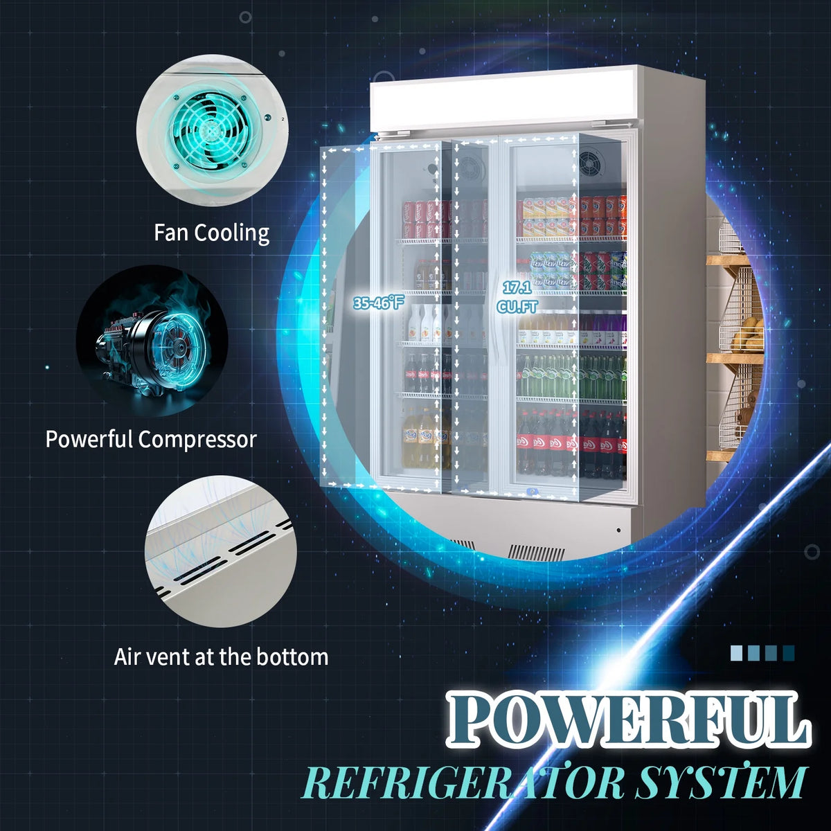 38'' Commercial Beverage Display Refrigerator with 2 Glass Doors P62792