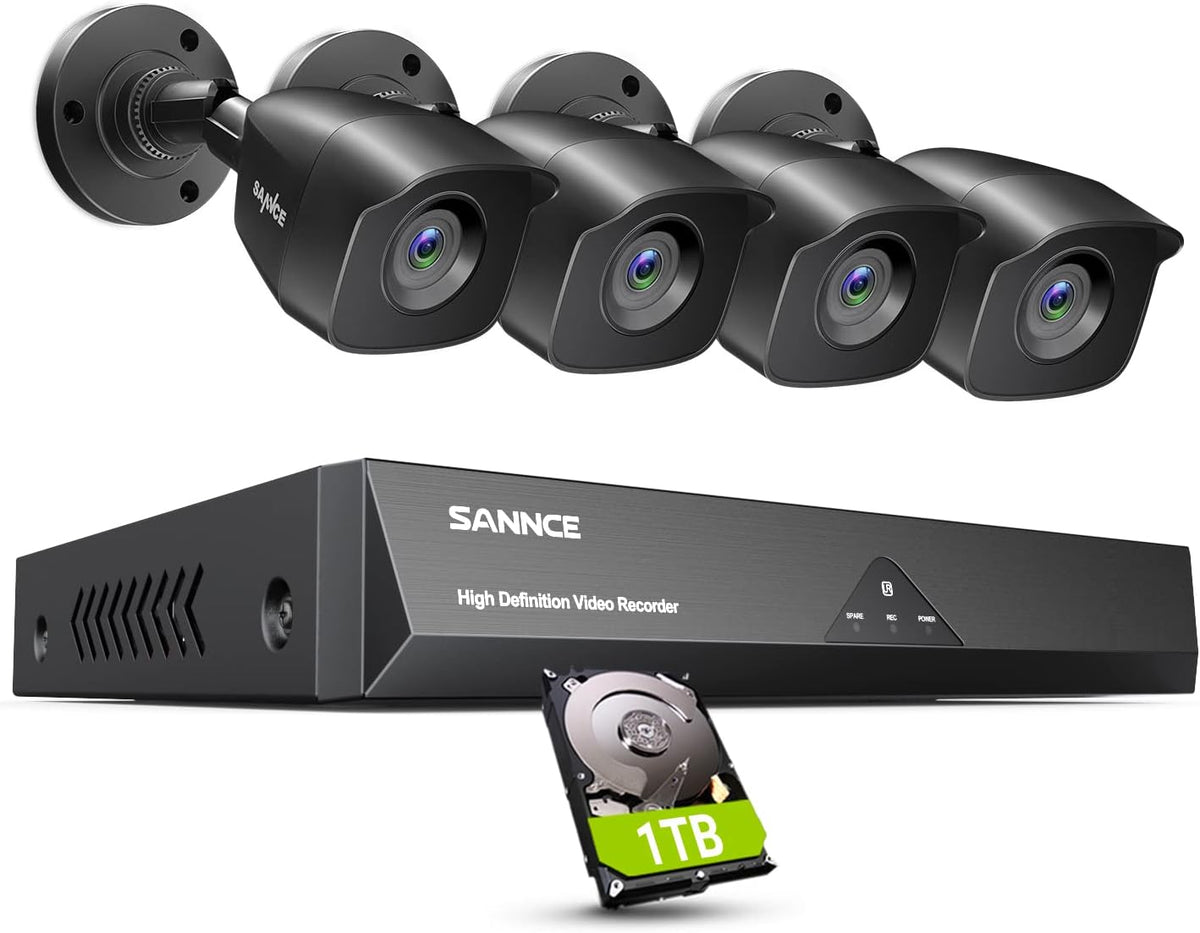 8CH 1080P Lite Wired Security Camera System with 4 Cameras, Night Vision, NO HDD N880320