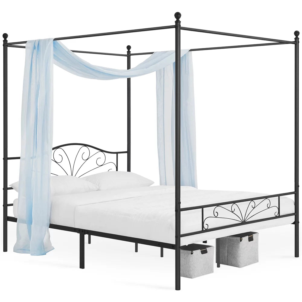 Queen Size Black Metal Canopy Platform Bed G229