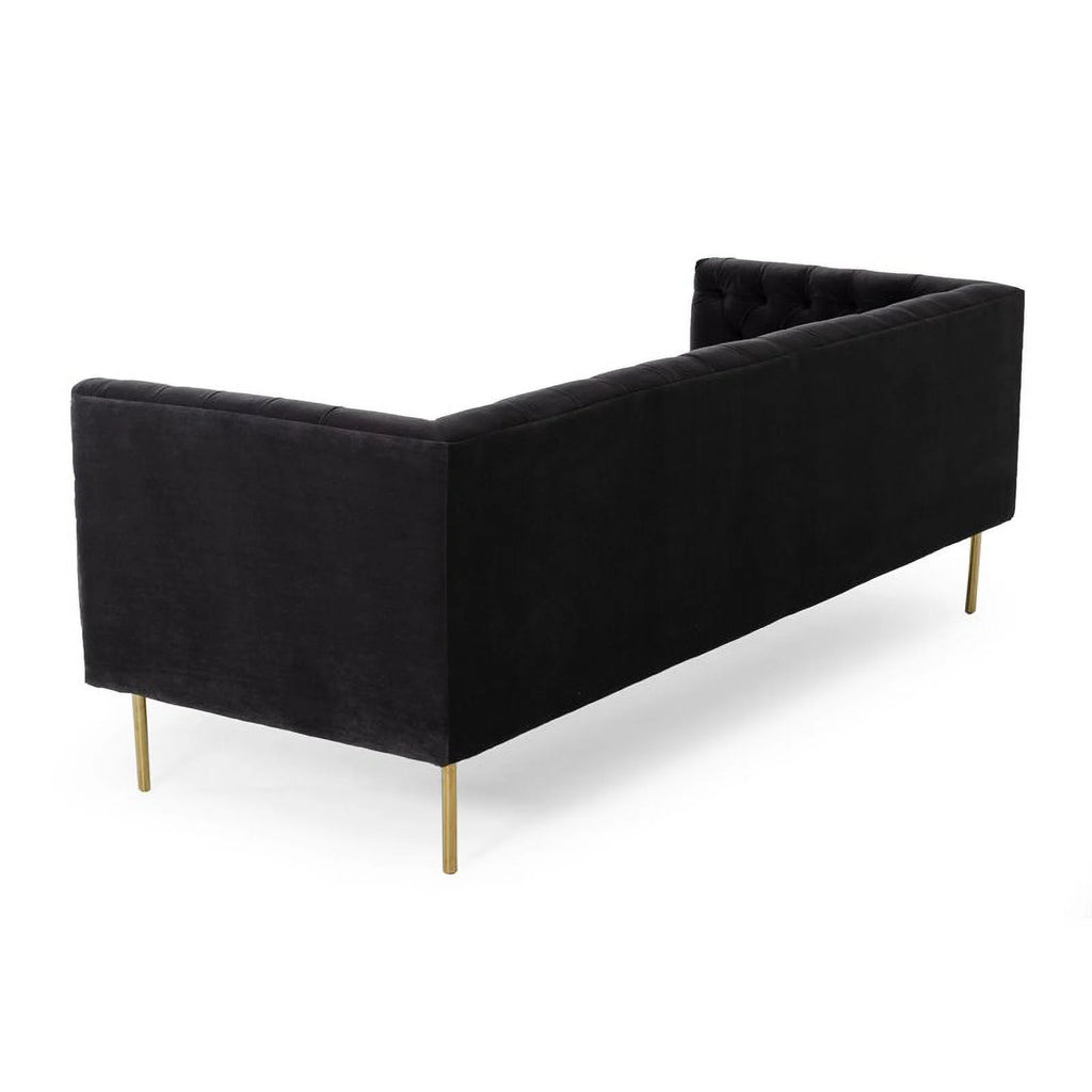 Dark Gray Gold Velvet Solid Wood Sofa H67676