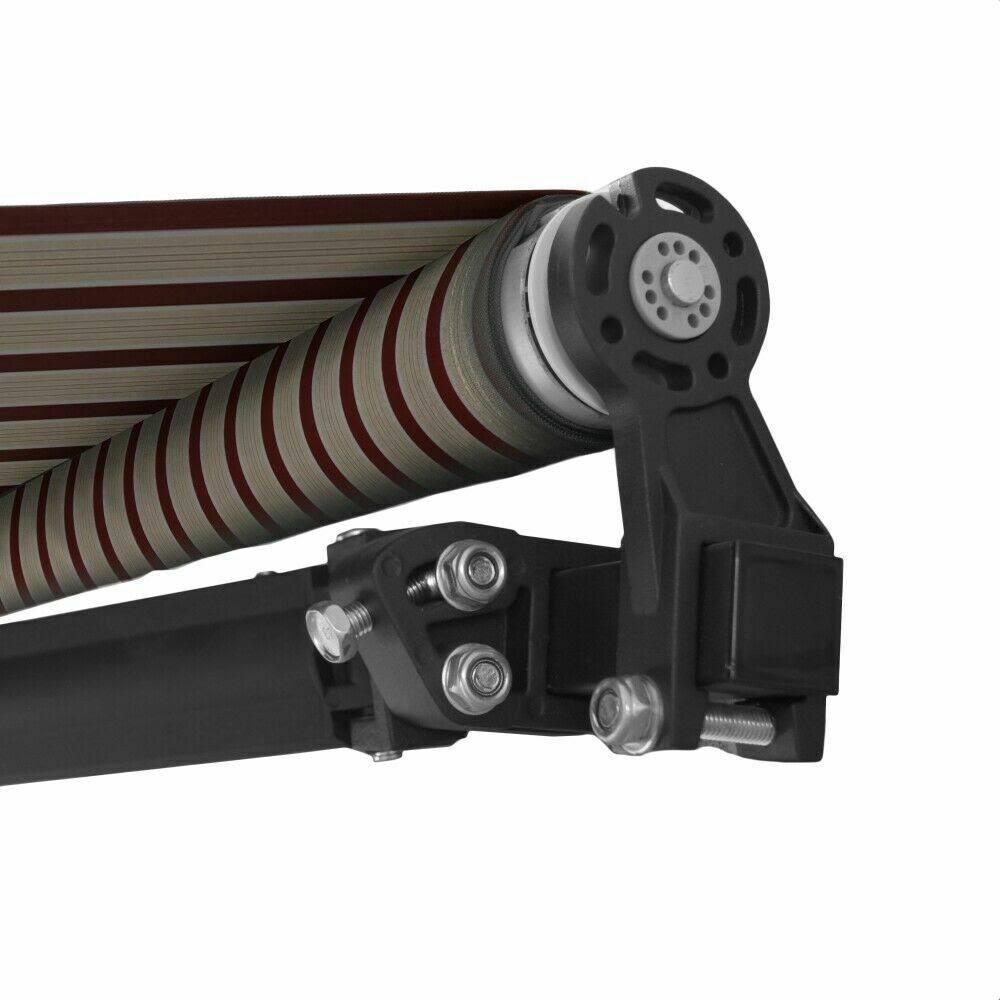 Black Frame Retractable Patio Awning 13 x 10 ft Multi Red Z5105