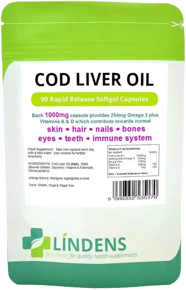 Cod Liver Oil 1000mg 270 Capsules with Vitamin A & D I548