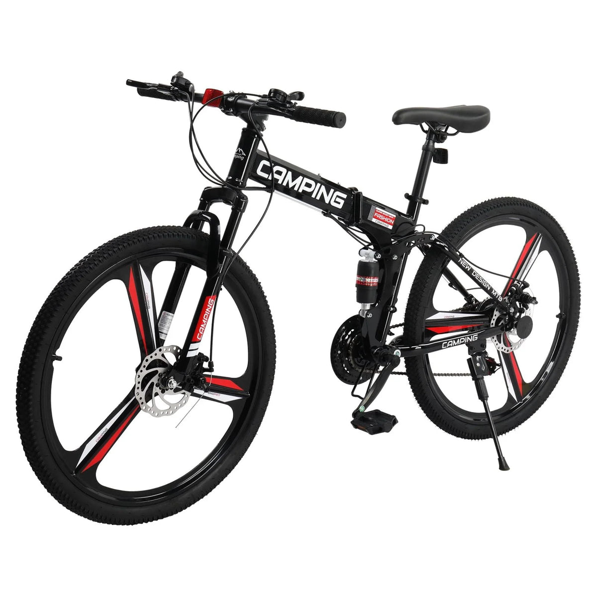 Folding Mountain Bike 21 Speed Black P5544