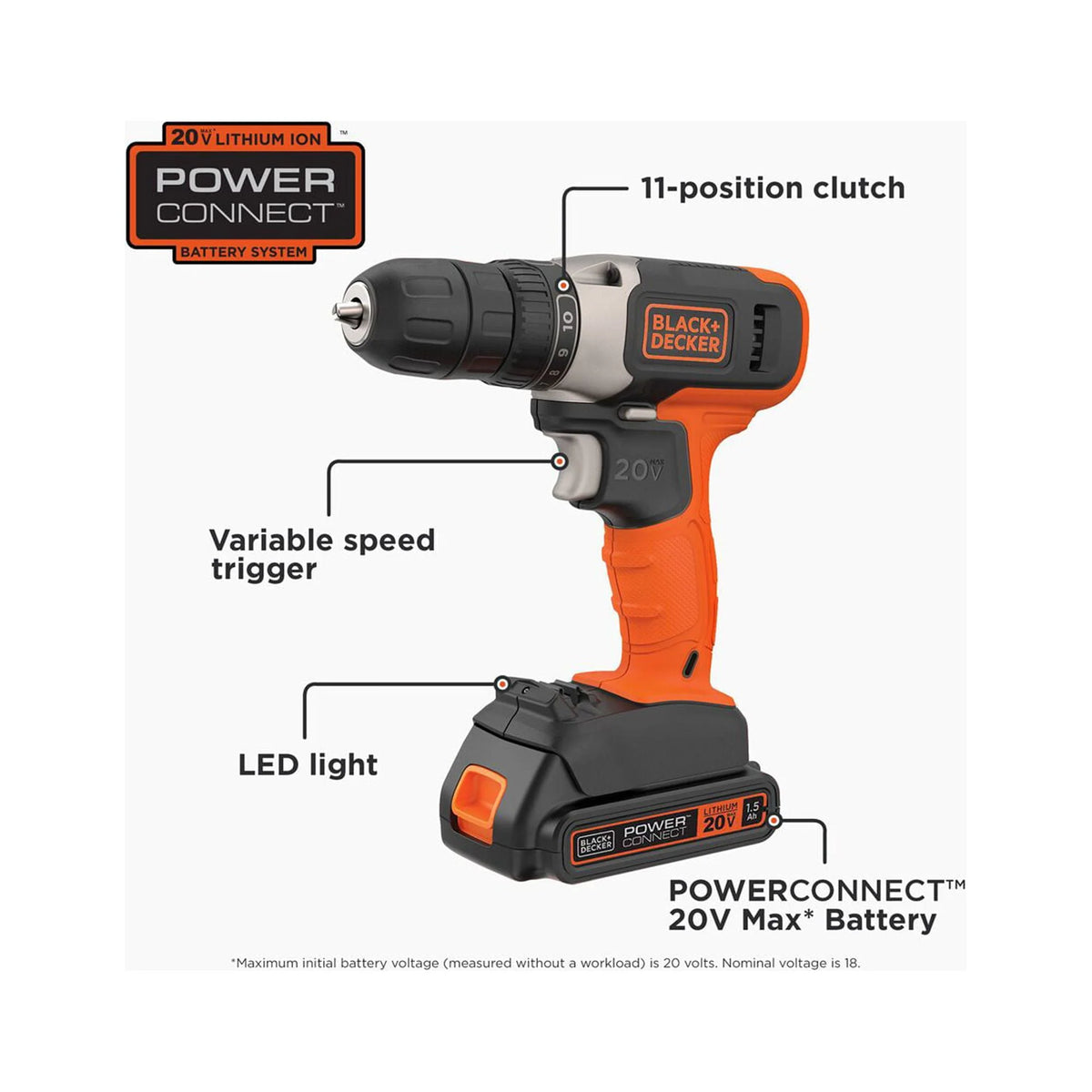 20 Volt 4-Tool Kit with Drill, Circular Saw, Reciprocating Saw, and Work Light Q245384