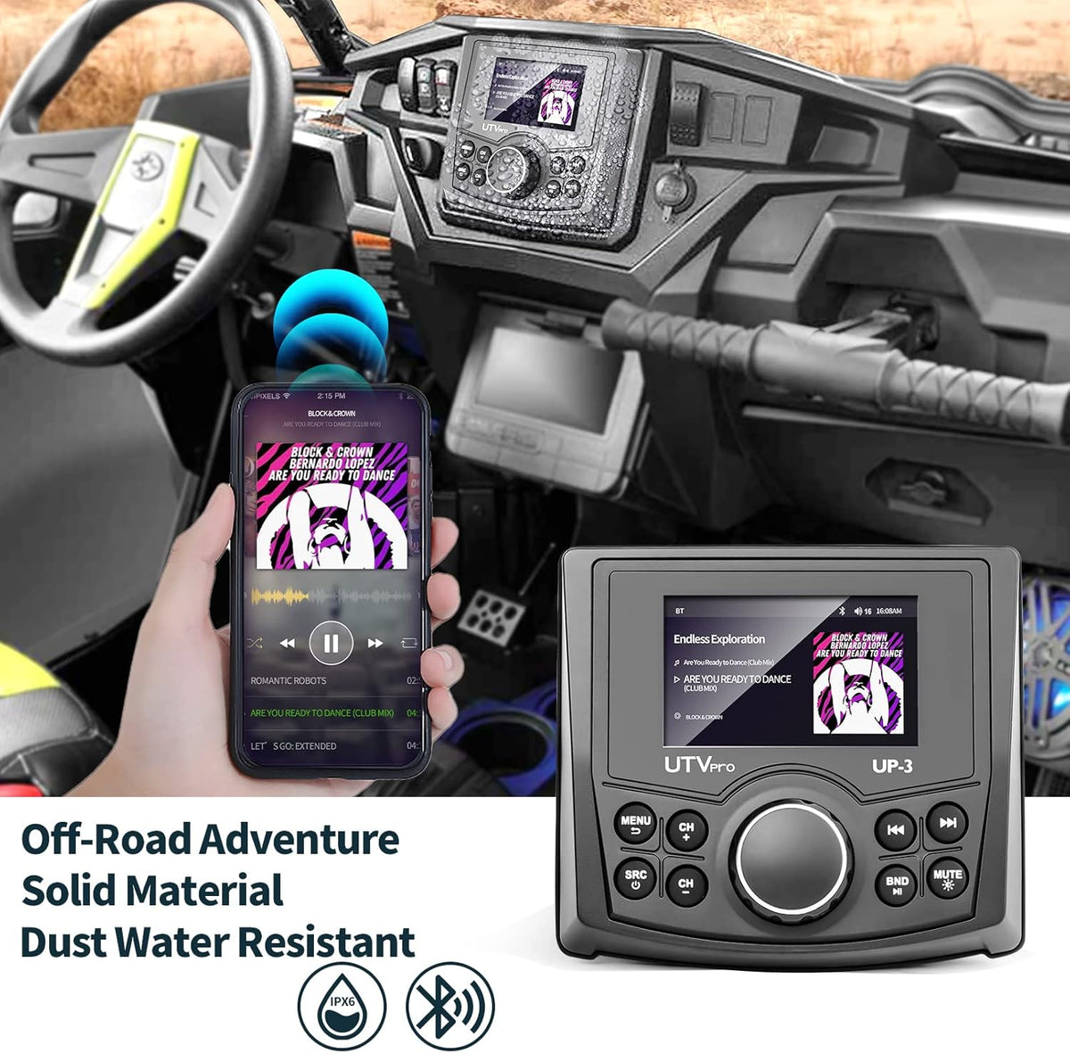 UTV Stereo AM/FM with Bluetooth Streaming 3 Zone L90179