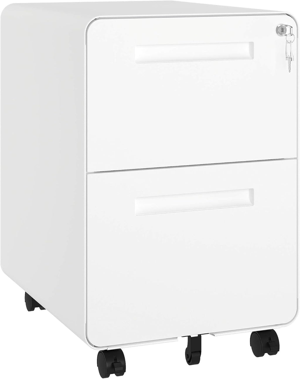 White 2 Drawer Metal Rolling File Cabinet with Lock Z1651