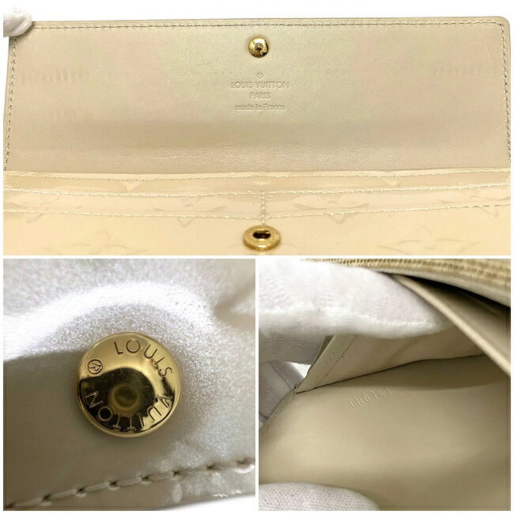 Pre-Owned Beige Monogram Verni Patent Leather Long Bi-Fold Wallet S82059