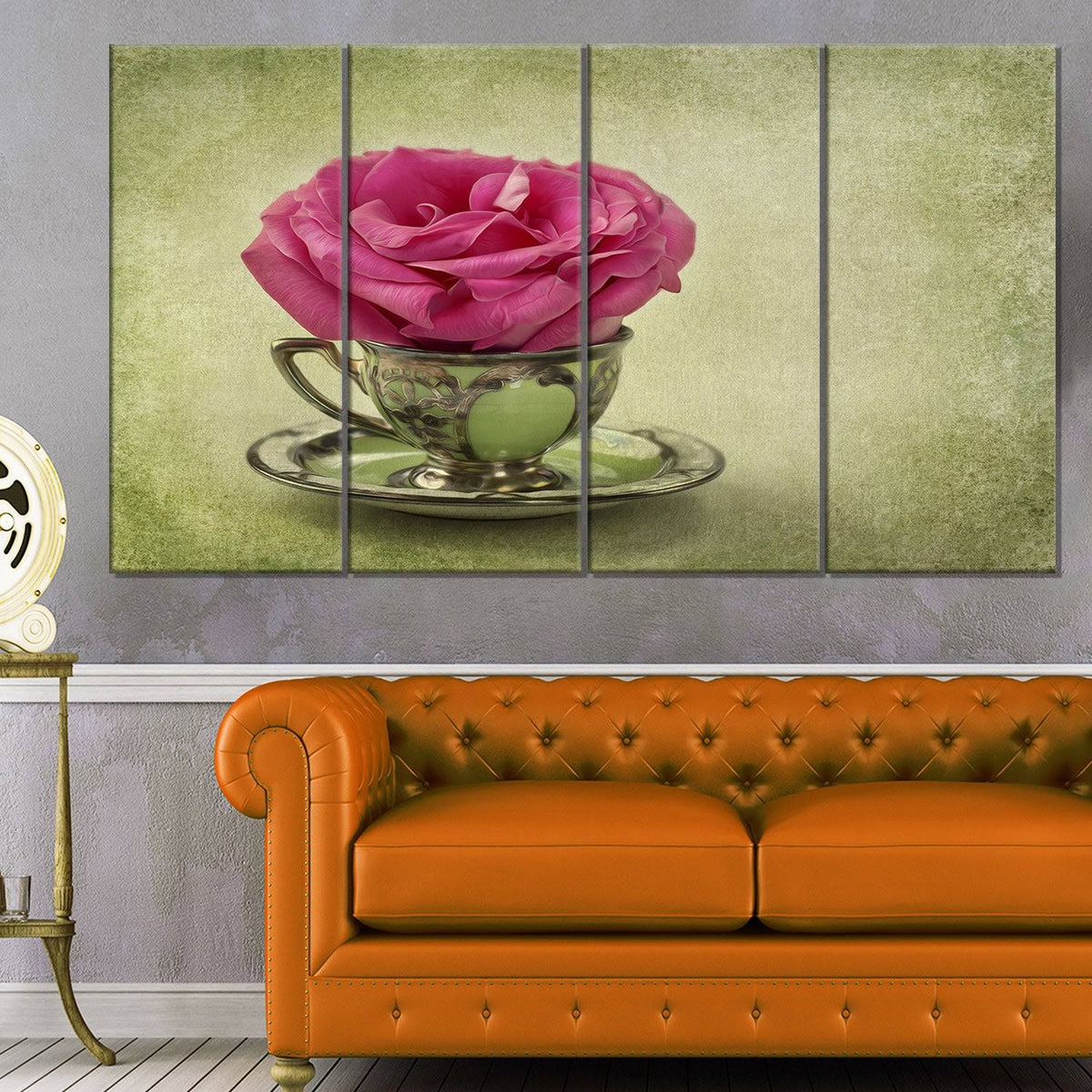 Red Floral Canvas Artwork Print 40 in. Wide x 30 in. High Z492410