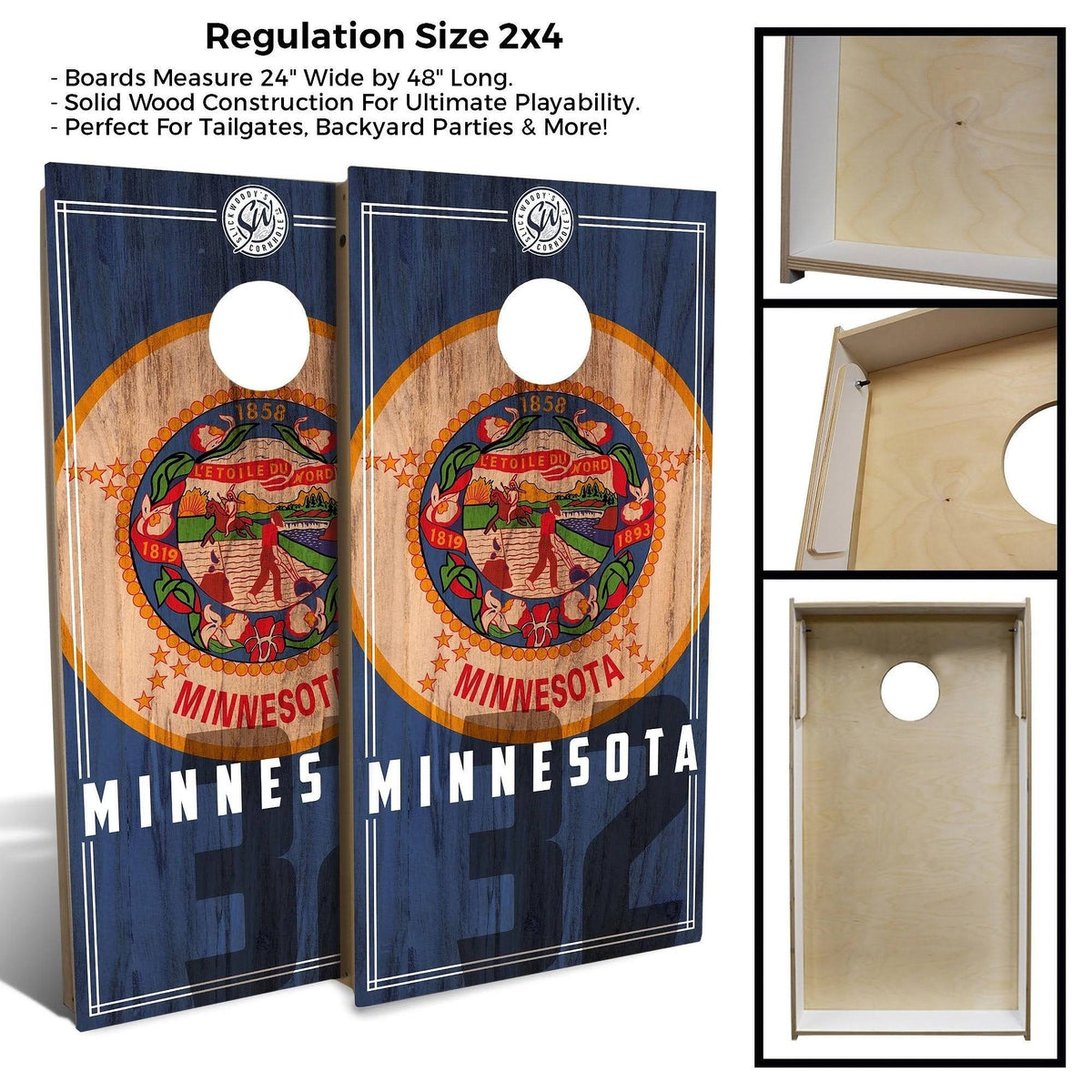 Minnesota State Flag Cornhole Board Set with Carrying Case X5520