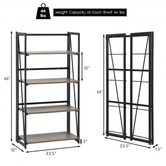 4-Tier Folding Industrial Bookshelf X6115