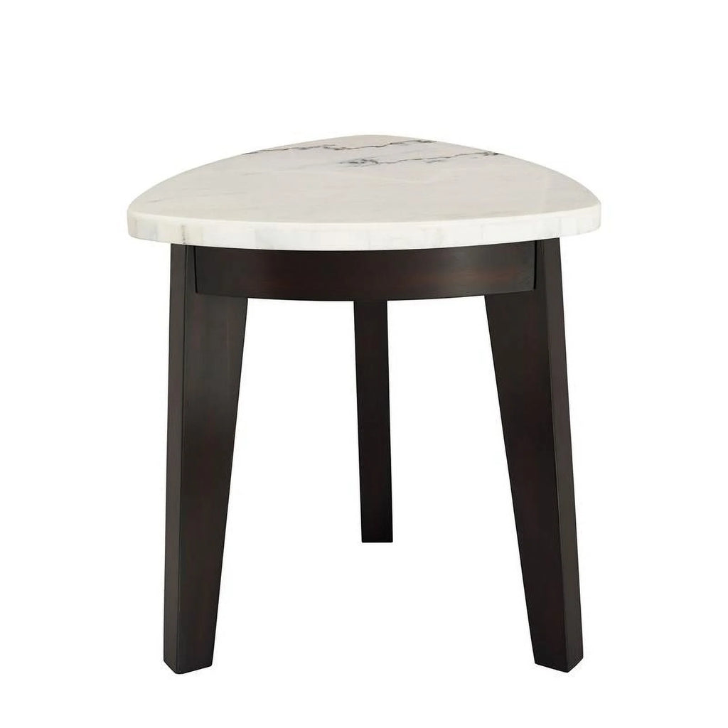 White Marble Top End Table with Black Base T90554
