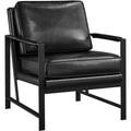 Brown Faux Leather Accent Chair with Metal Frame D473