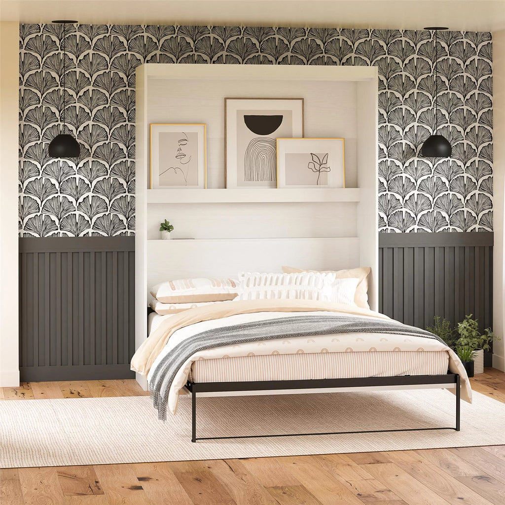White Full Size Wall Bed E20319