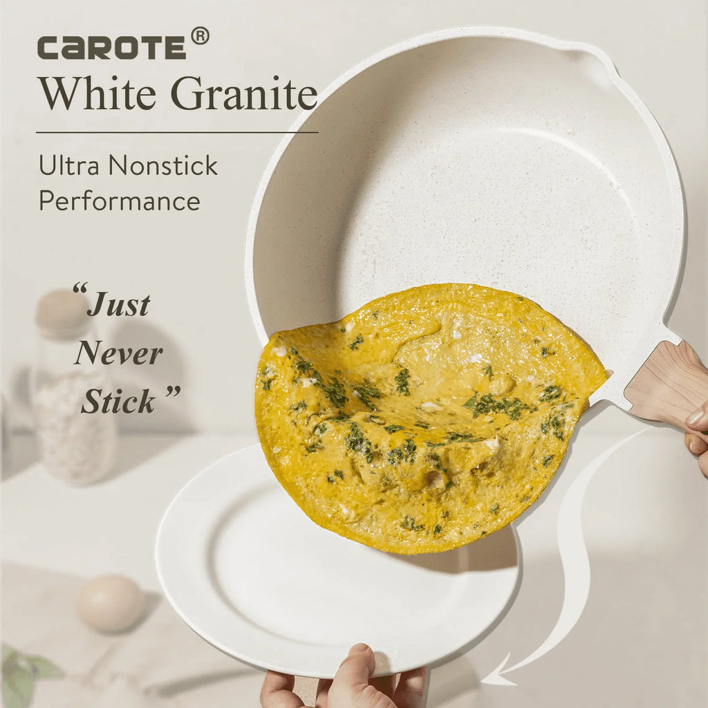 10 Pcs White Nonstick Granite Cookware Set Y1117