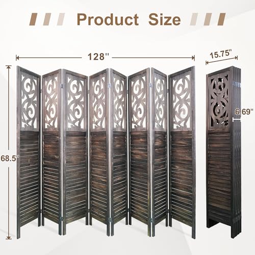 8 Panel Wood Peg Board Room Divider T19910