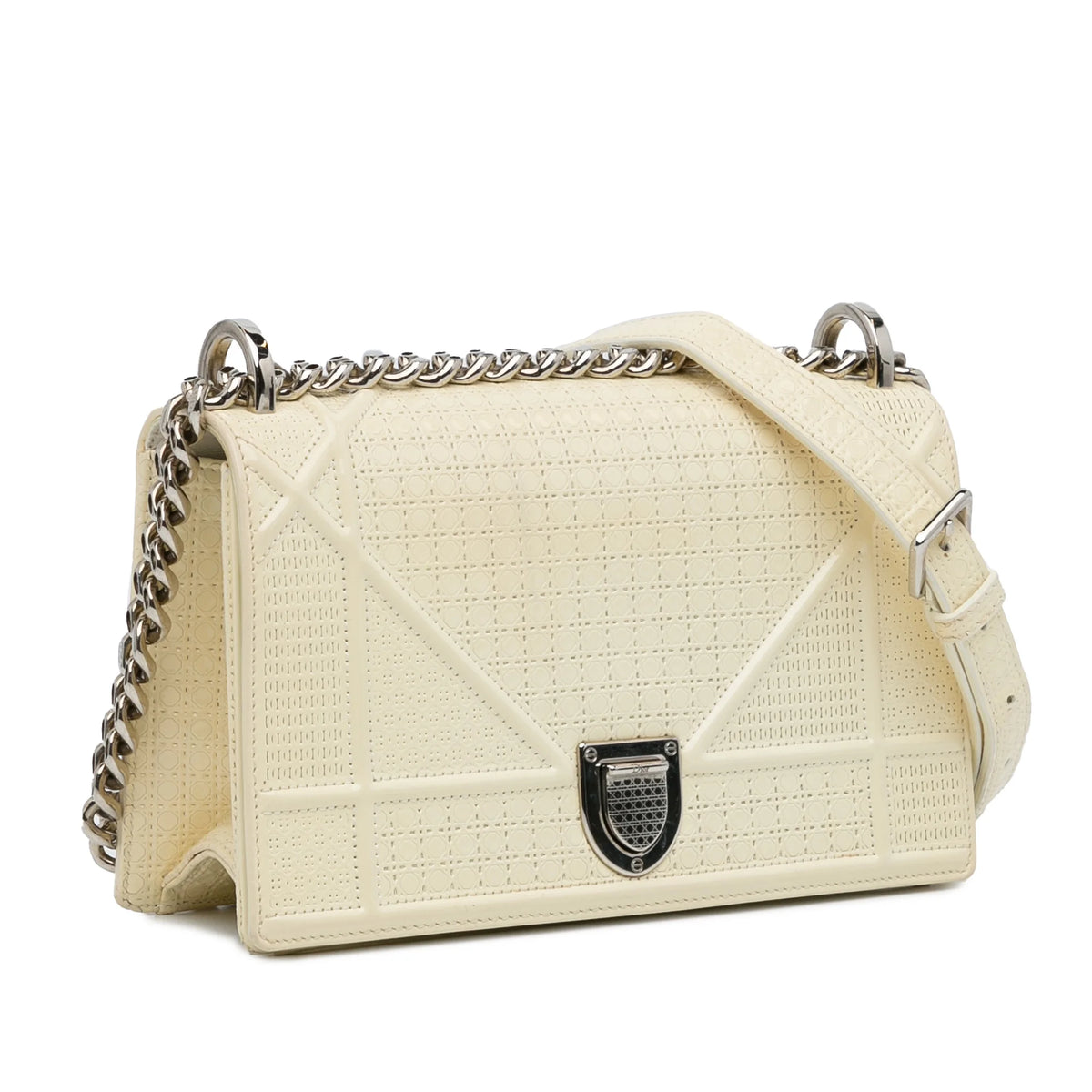 Pre-Owned White Patent Leather Crossbody Bag D157