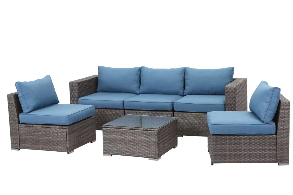 6 Pcs Outdoor Wicker Rattan Furniture Set with Cushions Z735885