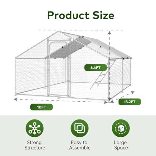 Large Metal Walk-in Chicken Coop with Cover M97798