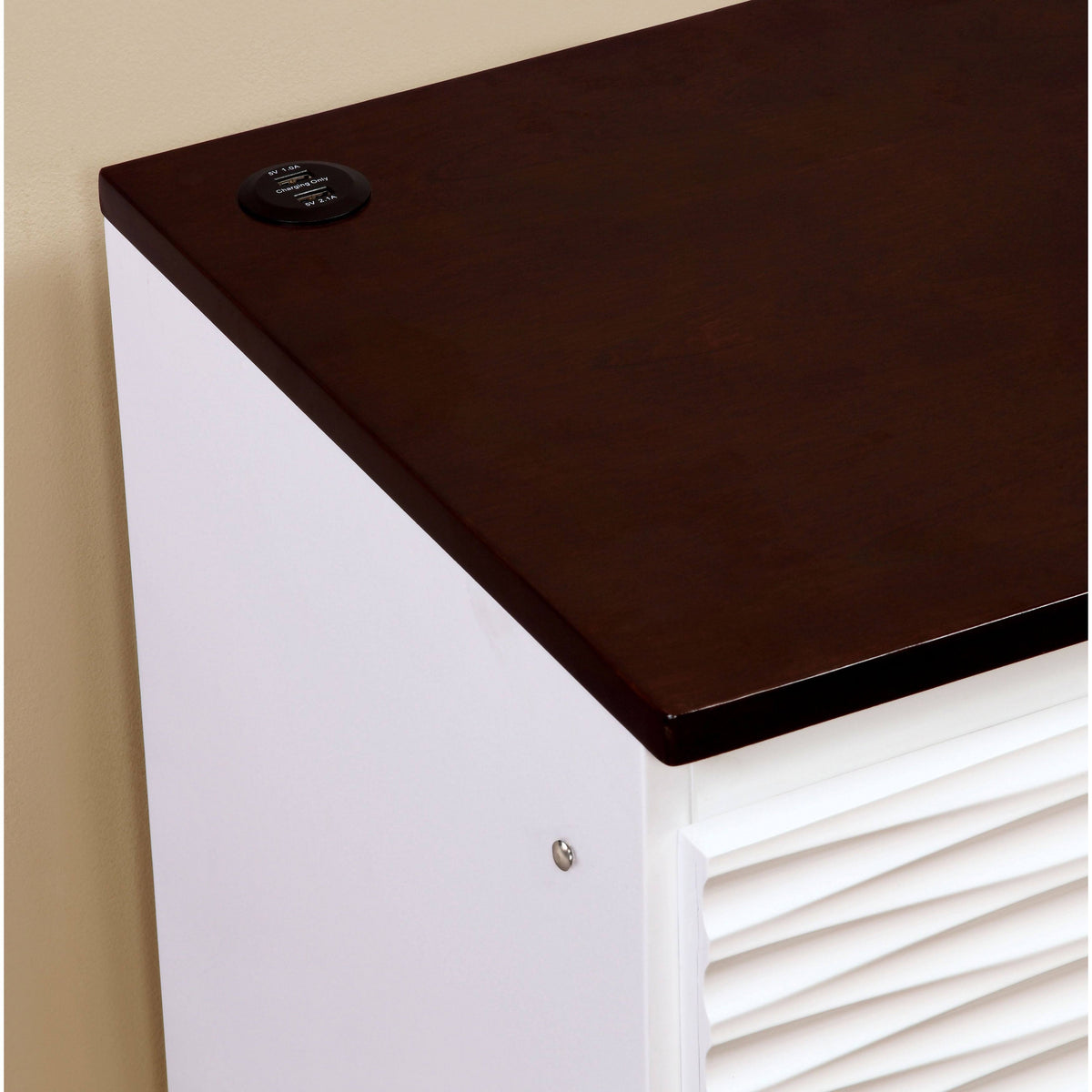 White Solid Wood 1 Drawer Nightstand P683793