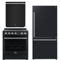 30 Electric Range, Refrigerator and Dishwasher in Black with Silver Handles R470857