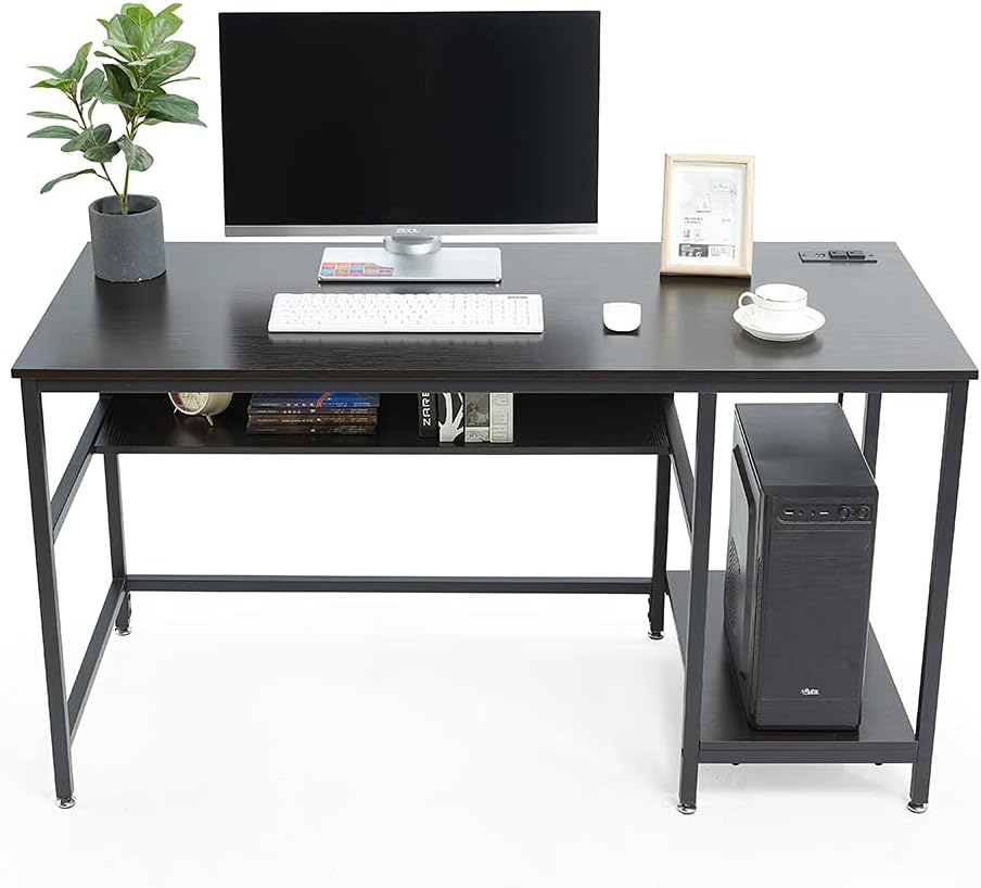 Black 47 Inch Computer Desk with Storage Shelves M30470