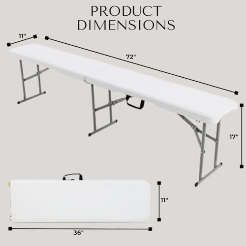 2.75ft White Plastic Folding Bench E5558