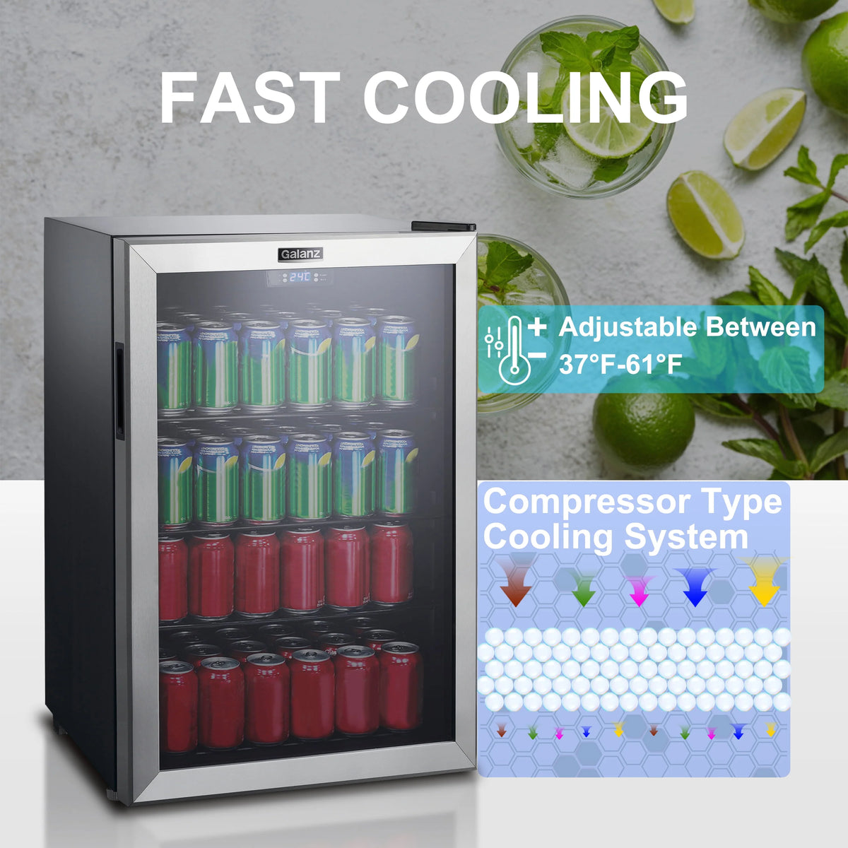 4.5 Cu ft 152 Can Stainless Steel Mini Fridge W9657