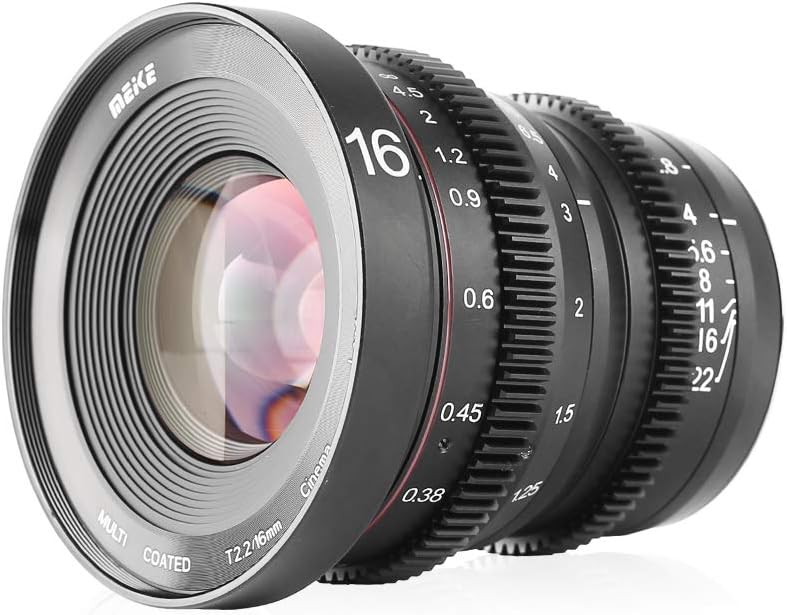 16mm T2.2 Manual Focus Wide Angle Prime Cinema Lens for M43 Mount X451