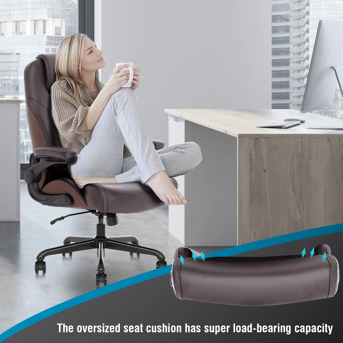 Ergonomic Big and Tall Office Chair Brown Z678