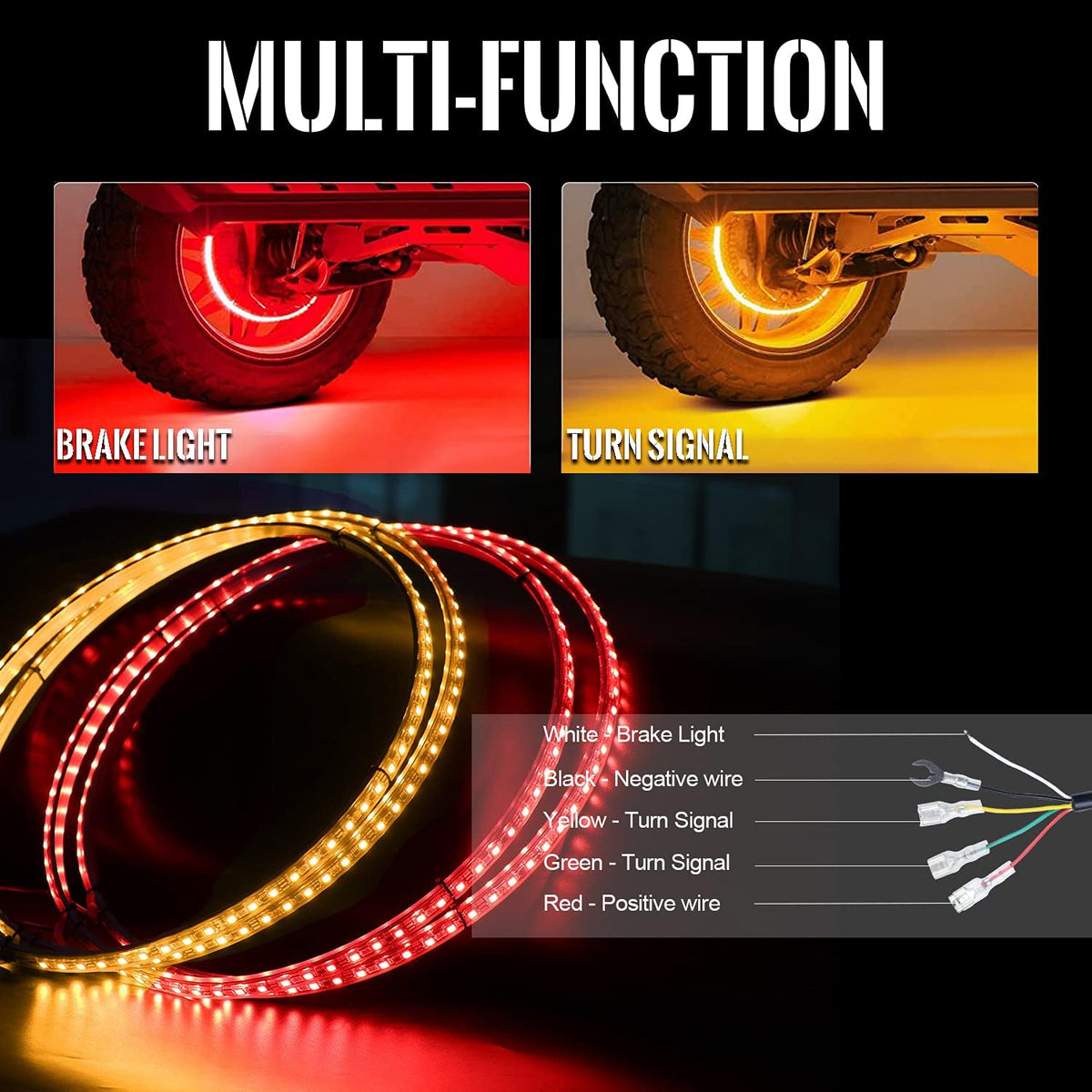 15.5 inch Single Row Wheel Ring Light Kit with Turn Signal and Braking Function 4PCS B74357