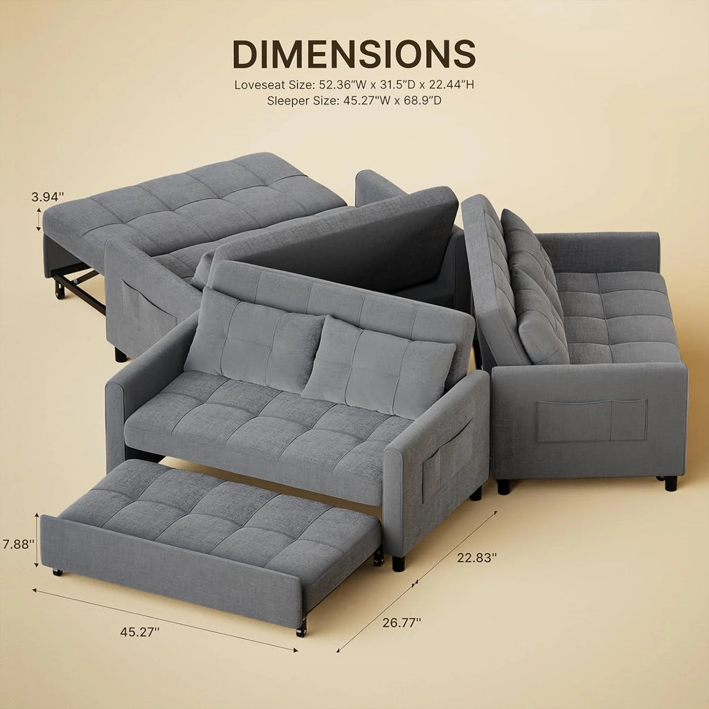 Dark Gray Convertible Sleeper Sofa Bed U6351