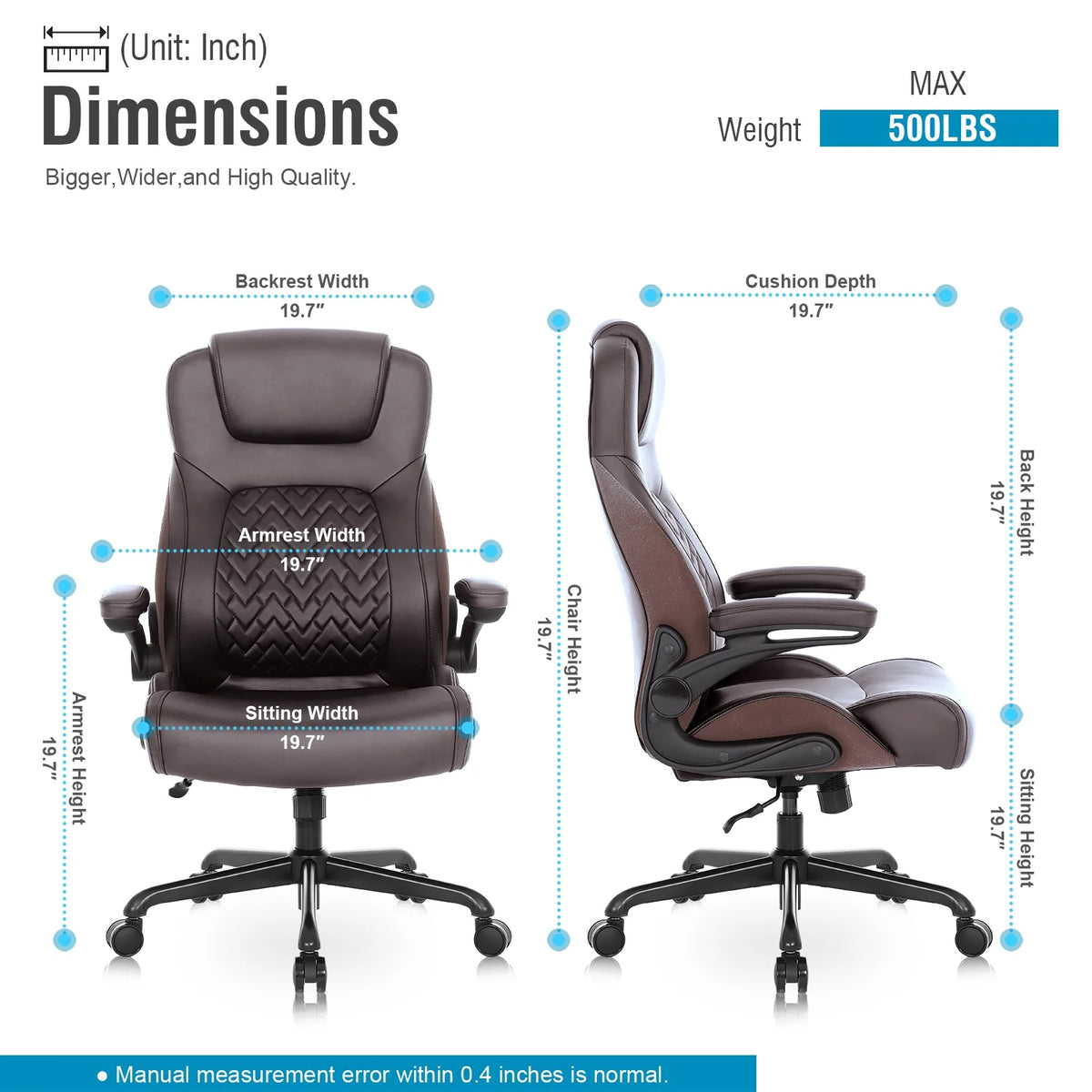 Ergonomic Big and Tall Office Chair Brown Z678