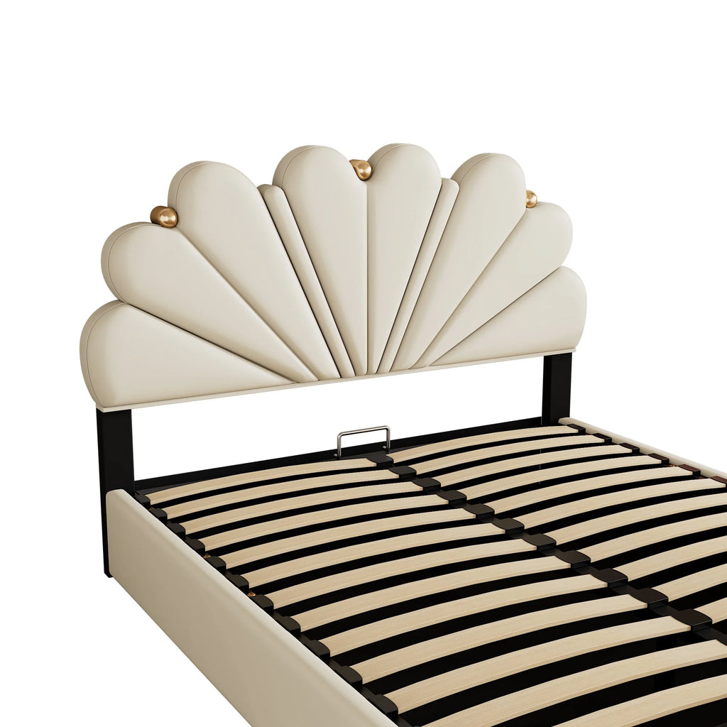 Queen Size Beige Platform Bed N3199