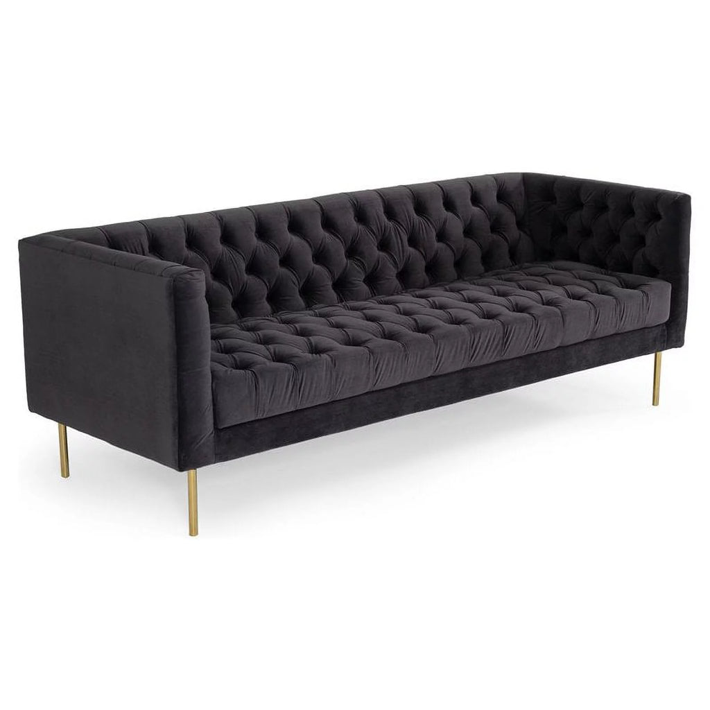 Dark Gray Gold Velvet Solid Wood Sofa H67676