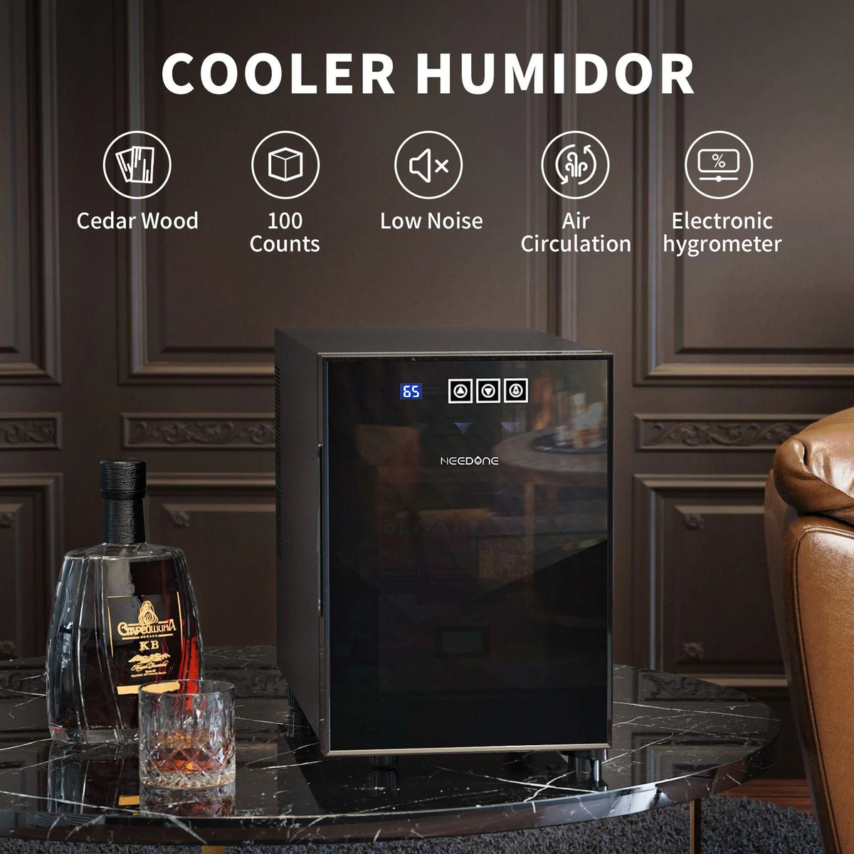 16L Electric Cigar Humidor with Spanish Cedar Shelves V6289