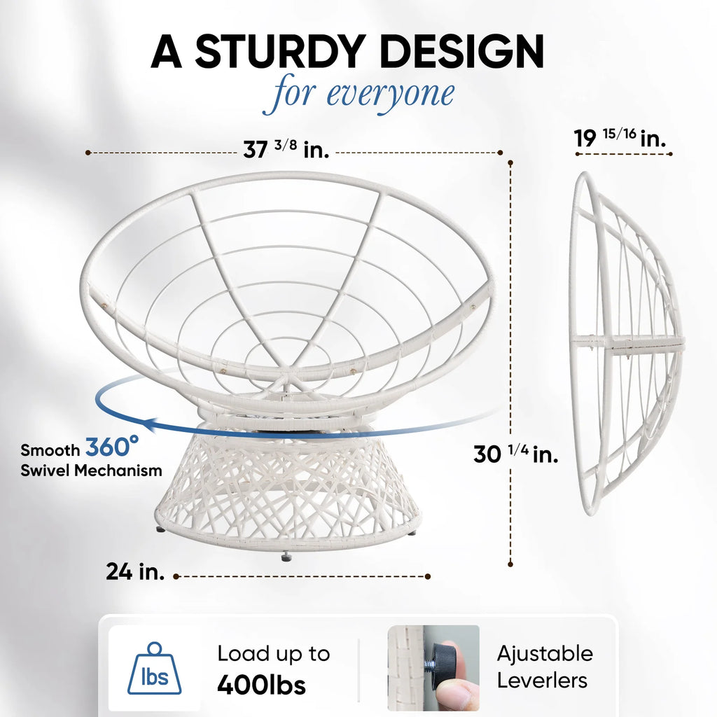 360 Swivel Papasan Chair with Fabric Cushion U7055
