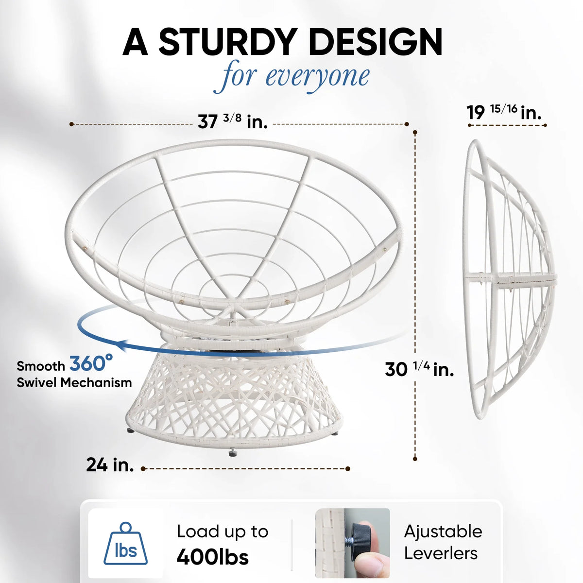 360 Swivel Papasan Chair with Fabric Cushion U7055