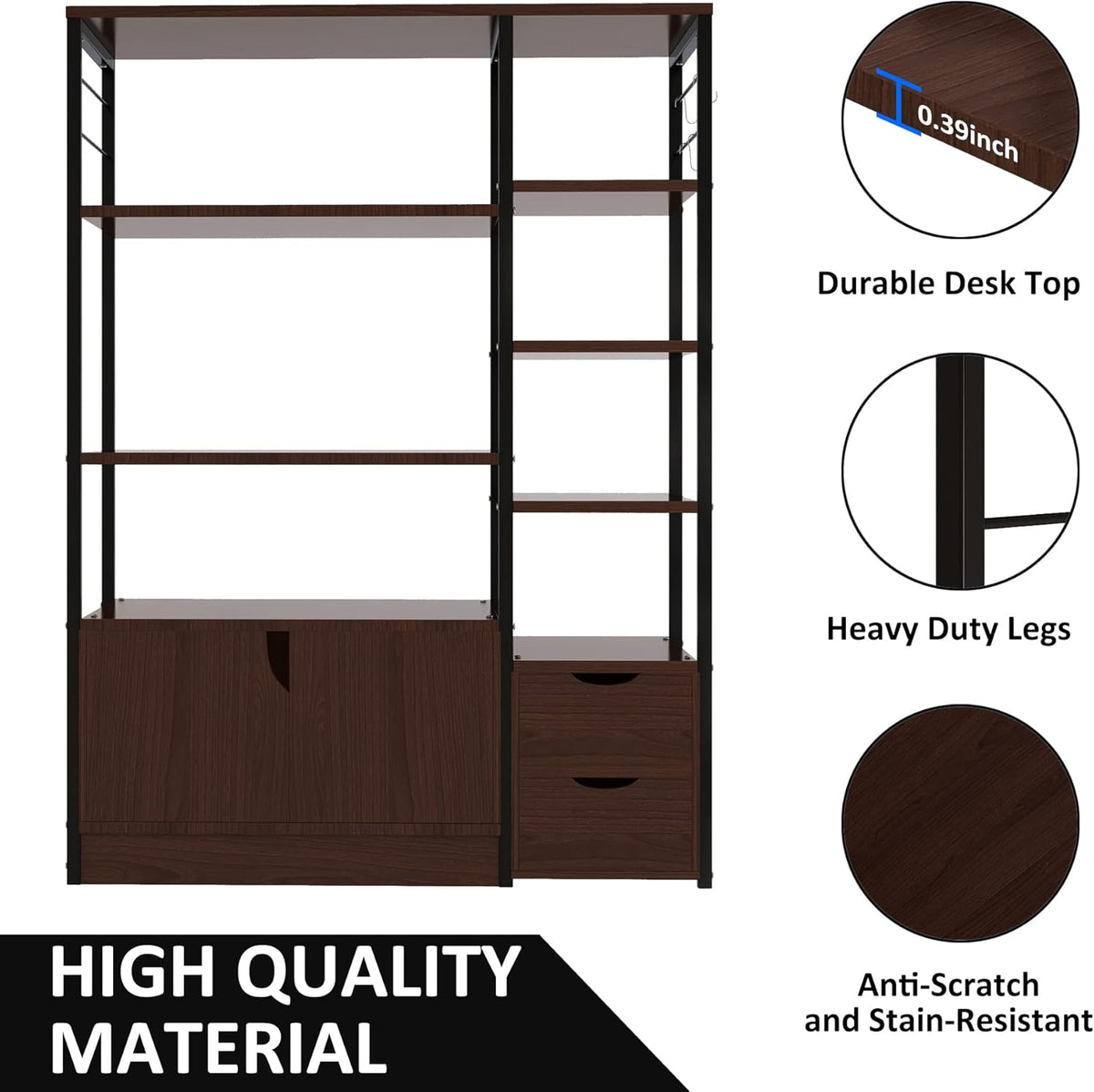 5-Tier Kitchen Baker's Rack with Hutch and Storage Cabinet E8700