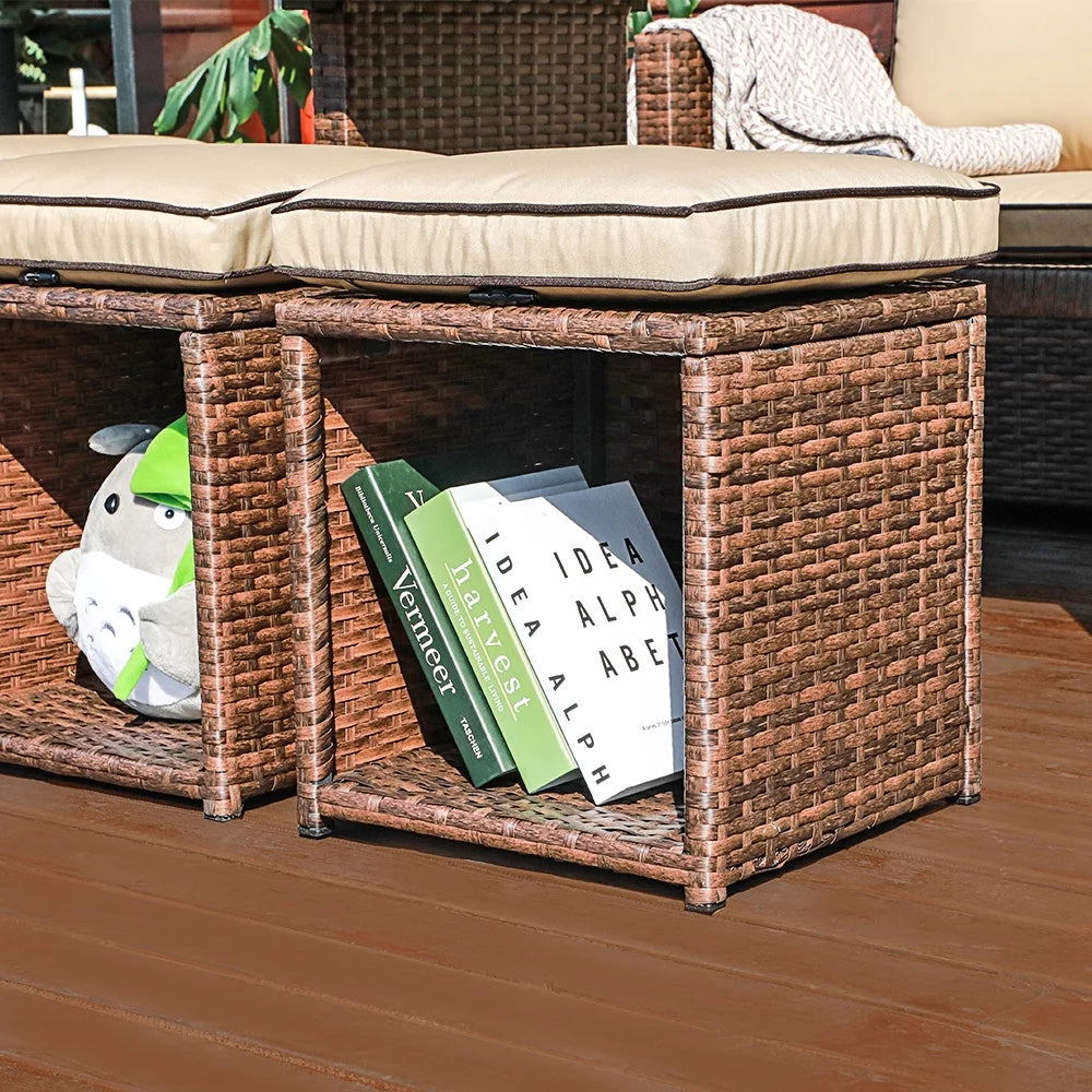 7 Pieces PE Rattan Wicker Patio Sofa Set C9626